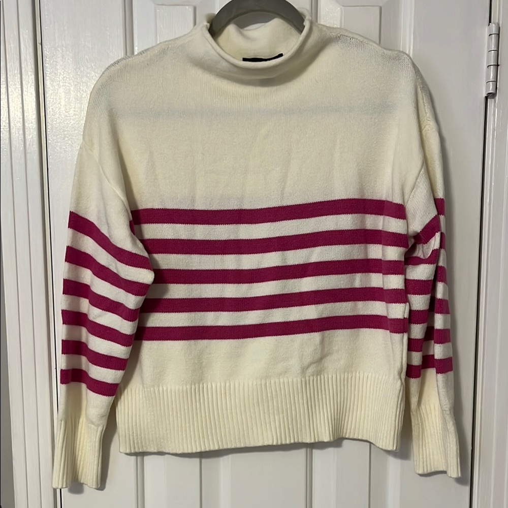 Striped Women's Sweater - Cream and Pink